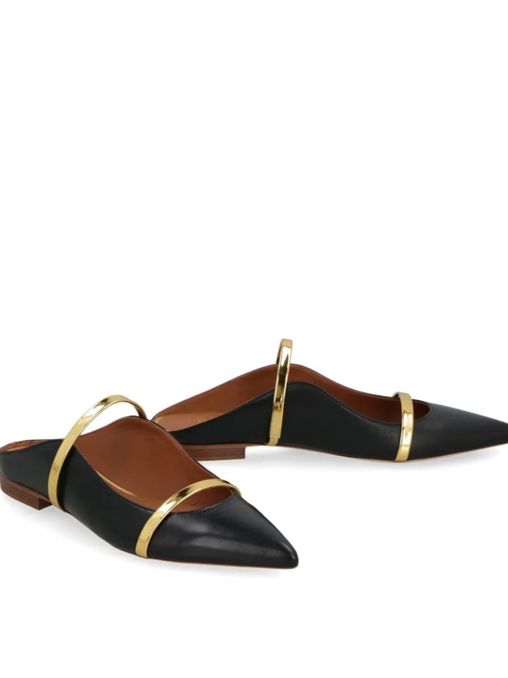 Malone Souliers Maureen Ballerina Satin Black & Gold Flats